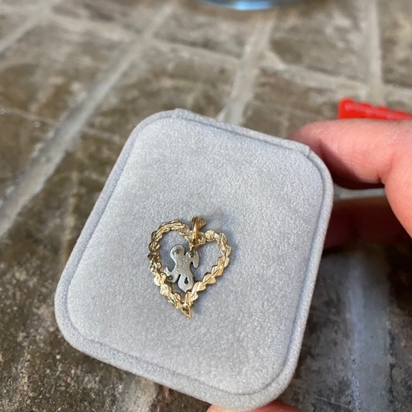 GENUINE 14KT Gold Diamond Pendant Charm Heart Initial Charm “H” - Picture 3 of 6